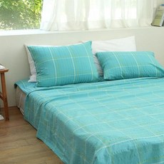 ORIGO 大自然的涼爽 棉質泡泡紗夏季薄被, 薄荷綠格紋