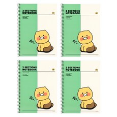 KAKAO FRIENDS 春植 2分割 數學筆記本 練習本 套組, 綠色, 4個