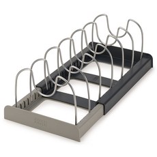 JOSEPH JOSEPH 可調節鍋盆收納架, 6層, 灰色 + 黑色 + 銀色, 1個