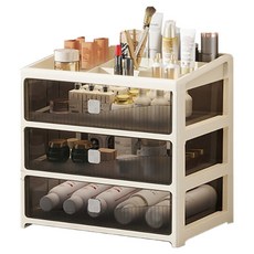 小麥購物 奶油風文件A4整理盒 帶蓋 L1438 34 x 24 x 33cm, 奶白色, 3層