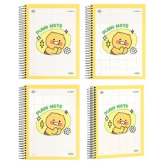 춘식이 두꺼운 스프링 노트 연습장 세트, 옐로우, 4개