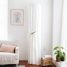 쁘리엘르 베일 쉬폰 삼중직 스판 에어컨커버, 화이트