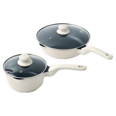 Modern House 常用款電磁爐兩用鍋 + 炒鍋組, 1套, 湯鍋 + 炒鍋 + 鍋蓋2入, 象牙白