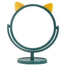 푸르른 탁상용 화장대 휴대용 깜찍냥이 거울, 다크 그린