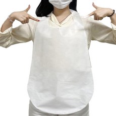 구띵스 일회용 부직포 앞치마 식당 손님용 얇은 화이트, 100개