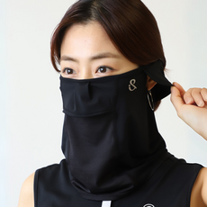 SLOUPLAY 覆耳式抗UV防紫外線高爾夫運動護耳涼感口罩 PLUS+, 黑色, 1個