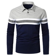 마켓에이 남성용 스트라이프 카라 골프 긴팔 티셔츠