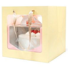 제이팩토리 정사각 답례품 투명창 케이크 쇼핑백 1호 25 x 25 x 25 cm, 10개, 1개입