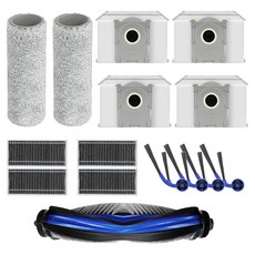 WonderfulPlace Ecovacs T80 OMNI 相容濕拖布 2p + 邊刷 4p + 替換濾網 4p + 主刷 + 集塵袋濾網 4p 套組, 1套, 單一商品