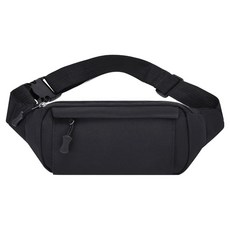 Elsso 簡約運動登山露營戶外腰包斜背包, 黑色