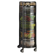 小麥購物 新款多功能旋轉圓型置物架 L1245, 黑色, 5層