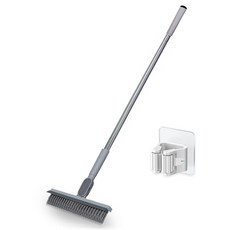 Modernmore 長柄站立式 2合1 浴室地板廁所清潔刷 + 清潔刷掛架組, 灰色, 1套