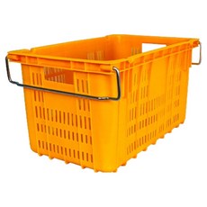 세화파렛텍 플라스틱 철고리 손잡이 농산물 과일 운반상자 이사박스, 노랑색, 1개