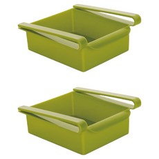小麥購物 冰箱桌下抽屜式收納盒 L2919, 2個, 綠色