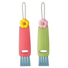 플로우코드 꽃 3in1 텀블러 키보드 틈새 브러시, 레드, 그린, 2개