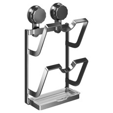 YOUNGGREEN 免鑽孔吸盤式鍋蓋架 2格, 1個, 黑色