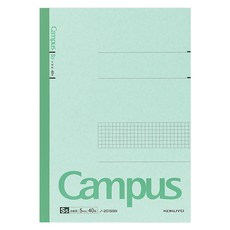 고쿠요 캠퍼스 베이직 방안선 노트 5mm 40p, Green, 1개
