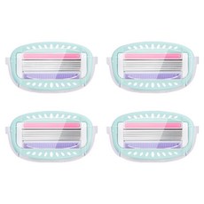 Market Ring 女性用高級除毛刀 刀片 天空藍, 1入, 4個