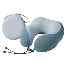 StarGo 慢回彈記憶棉雙駝峰護頸枕 附收納盒, 墨綠色