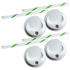 Ball 梅森 玻璃密封罐專用蓋子吸管組 窄口 白色, 4套