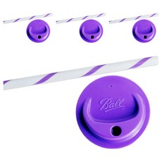 Ball 梅森 玻璃密封罐專用蓋子吸管組 寬口 紫色, 4套