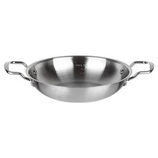 plala 電磁爐用不鏽鋼淺型火鍋, 銀色, 22cm, 1個