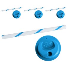 Ball 梅森 玻璃密封罐專用蓋子吸管組 寬口 藍色, 4套