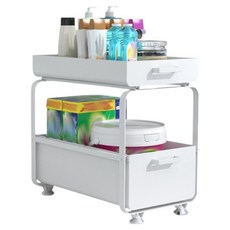 小麥購物 落地式碳鋼雙層儲物置物架 L1429, 1個, 白色