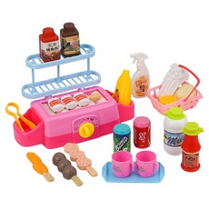 快樂貓美味燒烤店家家酒組 烤爐可轉動 授權342, 粉紅色, 1個