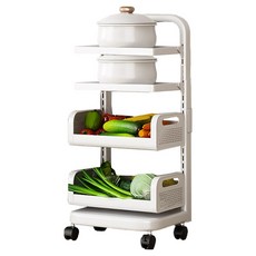 小麥購物 多功能移動置物架 2籃2板 L1247, 4層, 白色