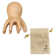 小麥購物 櫸木八爪章魚頭皮按摩梳子 附麻布袋 L1419, 1個, 原木色