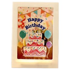 Knitt 2025年 生日 LED 寶石十字繡 DIY 套組, 派對蛋糕, 1套