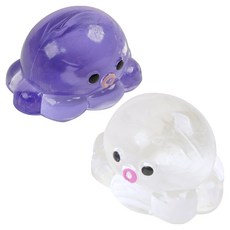 포포팬시 말랑쫀득 동글동글 문어 투명한 무너 말랑이, 연보라, 클리어, 2개