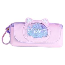 투데이리빙 블링블링 고양이 스팽글 필통 R65013, 보라색, 1개