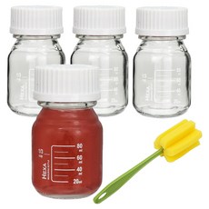 미르 헥사 눈금 유리병 100ml x 4p + 전용 병솔 세트, 1세트