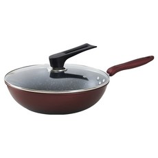 Amercook 電磁爐適用 AMERCOOK MARBLE 麥飯石不沾深炒鍋附蓋 32cm, 1套, 咖啡色, 鍋子 + 蓋子