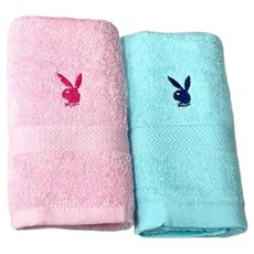 PLAYBOY 靚色緞條刺繡毛巾2件組 棉紗, 多色, 1組