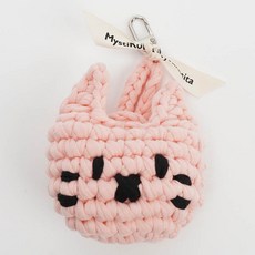 MystiKotita Meow Cat 收納包 Clara 無線耳機保護套製作影片課程 編織DIY套組, 1個, 柔粉色