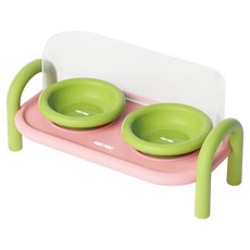 Poki Poki 寵物 Happy Double Pot 餐桌 + 餐具 2件組, 1套, 綠色 + 嬰兒粉