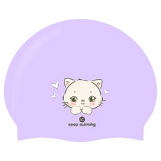 KeepSwimming 兒童泰迪兔Kitty求生泳帽, 1個, 薰衣草(My Kitty)