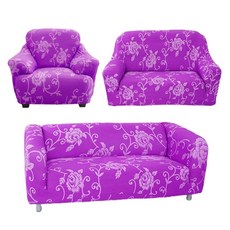 Osun 圖騰系列 一體成型防蹣彈性沙發套/沙發罩 1 + 2 + 3人座 CE-173, 1件, 紫色玫瑰