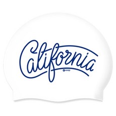 KeepSwimming 加州矽膠泳帽, 1個, 海軍藍 + 白色