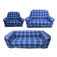 Osun 圖騰系列 一體成型防蹣彈性沙發套/沙發罩 1 + 2 + 3人座 CE-173, 1件, 深藍格紋