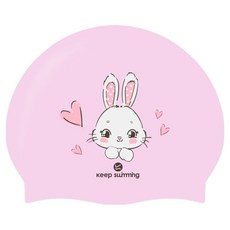 KeepSwimming 兒童泰迪兔Kitty生存泳帽, 1個, 嬰兒粉(我的兔子)