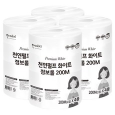 Hanyeji 天然紙漿白色珍寶捲筒 2層, 4個, 1入, 200m