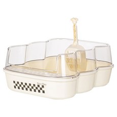 奶油風透明半封閉貓砂盆, 1個, 奶油色