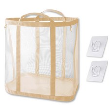 모던모어 틈새걸이 메쉬 접이식 대용량 빨래바구니, 베이지