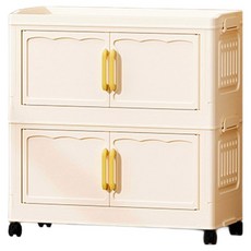 折疊式透明多功能簡易折疊收納箱 2層, 1個, 白色