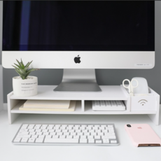 附筆筒收納型螢幕架, 1個, 白色