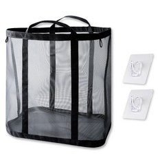 Modern More 縫隙掛式網格可折疊大容量洗衣籃, 黑色